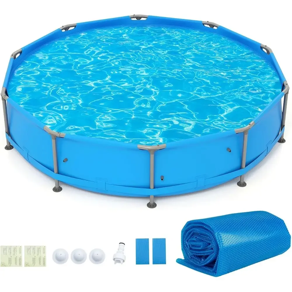 Family Pool Set with Metal Frame, PVC Fabric, 3 Stoppers, Drainage Control, Outdoor Backyard Garden Patio (12' Round with Cover,
Family Pool Set with Metal Frame, PVC Fabric, 3 Stoppers, Drainage Control, Outdoor Backyard Garden Patio (12' Round with Cover,