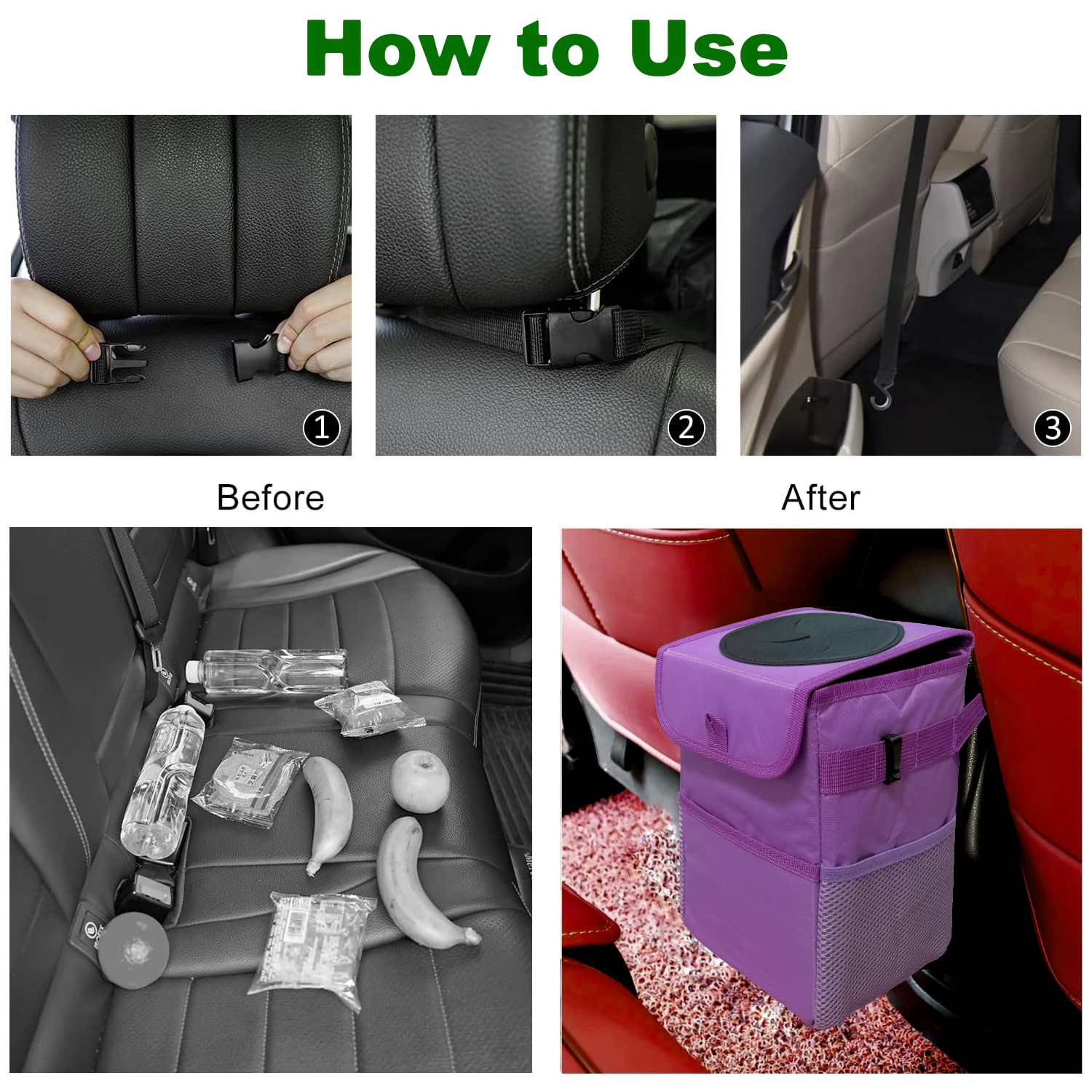 Car Trash Can with Lid and Storage Pockets, ZukMi Car Organizer, Waterproof Car Garbage Can, Multipurpose Trash Bin for Car
Car Trash Can with Lid and Storage Pockets, ZukMi Car Organizer, Waterproof Car Garbage Can, Multipurpose Trash Bin for Car
