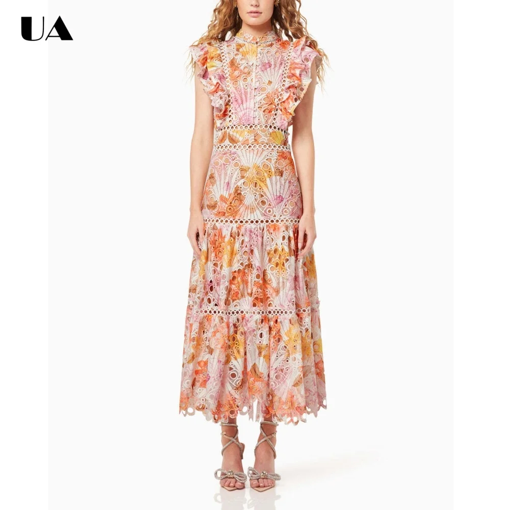 ULBYANRY Trendy Prined Lace Hollow Out Dresses for Women, Elegant Half-high Neck Long Dress, Summer New Flying Sleeve Maxi Dress
ULBYANRY Trendy Prined Lace Hollow Out Dresses for Women, Elegant Half-high Neck Long Dress, Summer New Flying Sleeve Maxi Dress