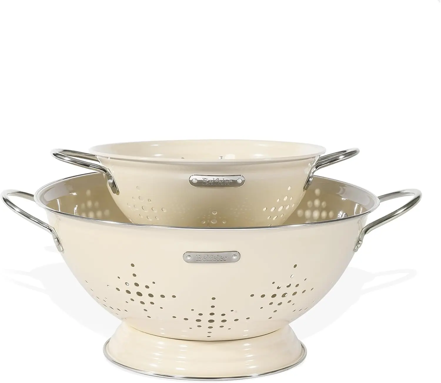 Metal Colander 2 Pack, Strainer Bowel with Handles 2Qt & 6Qt Powder Coated Solid Ring Base Heavey Duty Kitchen Drainer Basket for Pasta Veggies and Fruits,New Home Apartment Essentials (Almond Cream)
Metal Colander 2 Pack, Strainer Bowel with Handles 2Qt & 6Qt Powder Coated Solid Ring Base Heavey Duty Kitchen Drainer Basket for Pasta Veggies and Fruits,New Home Apartment Essentials (Almond Cream)
