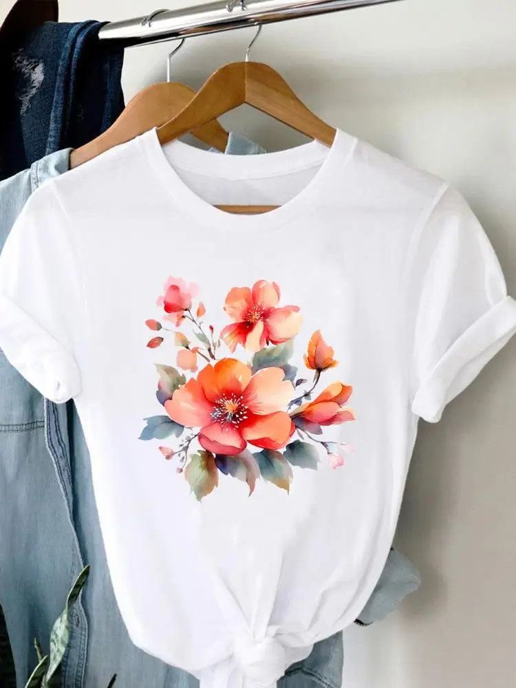 Women Lady Print Short Sleeve Clothing Fashion Cartoon Flower Watercolor Style Trend Tshirts Tee Casual Graphic T Top T-Shirt
Women Lady Print Short Sleeve Clothing Fashion Cartoon Flower Watercolor Style Trend Tshirts Tee Casual Graphic T Top T-Shirt