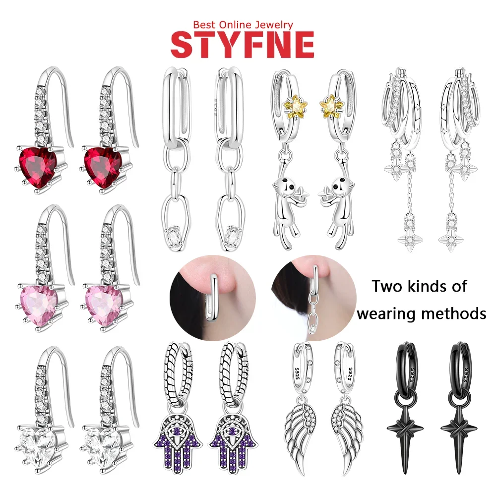 Lucky Hand Picking Stars Cat Hoop Earrings Heart Shaped Hook Earrings New 925 Silver Women Jewelry Fine Birthday Party Gifts
Lucky Hand Picking Stars Cat Hoop Earrings Heart Shaped Hook Earrings New 925 Silver Women Jewelry Fine Birthday Party Gifts