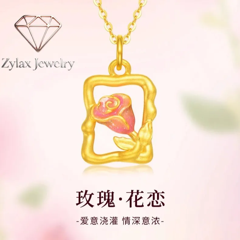 Zylax Jewelry Luxury 24K 9999 Pure Gold real gold Rose Flower Enamel Pendant Necklace Delicate Collarbone Necklace
Zylax Jewelry Luxury 24K 9999 Pure Gold real gold Rose Flower Enamel Pendant Necklace Delicate Collarbone Necklace