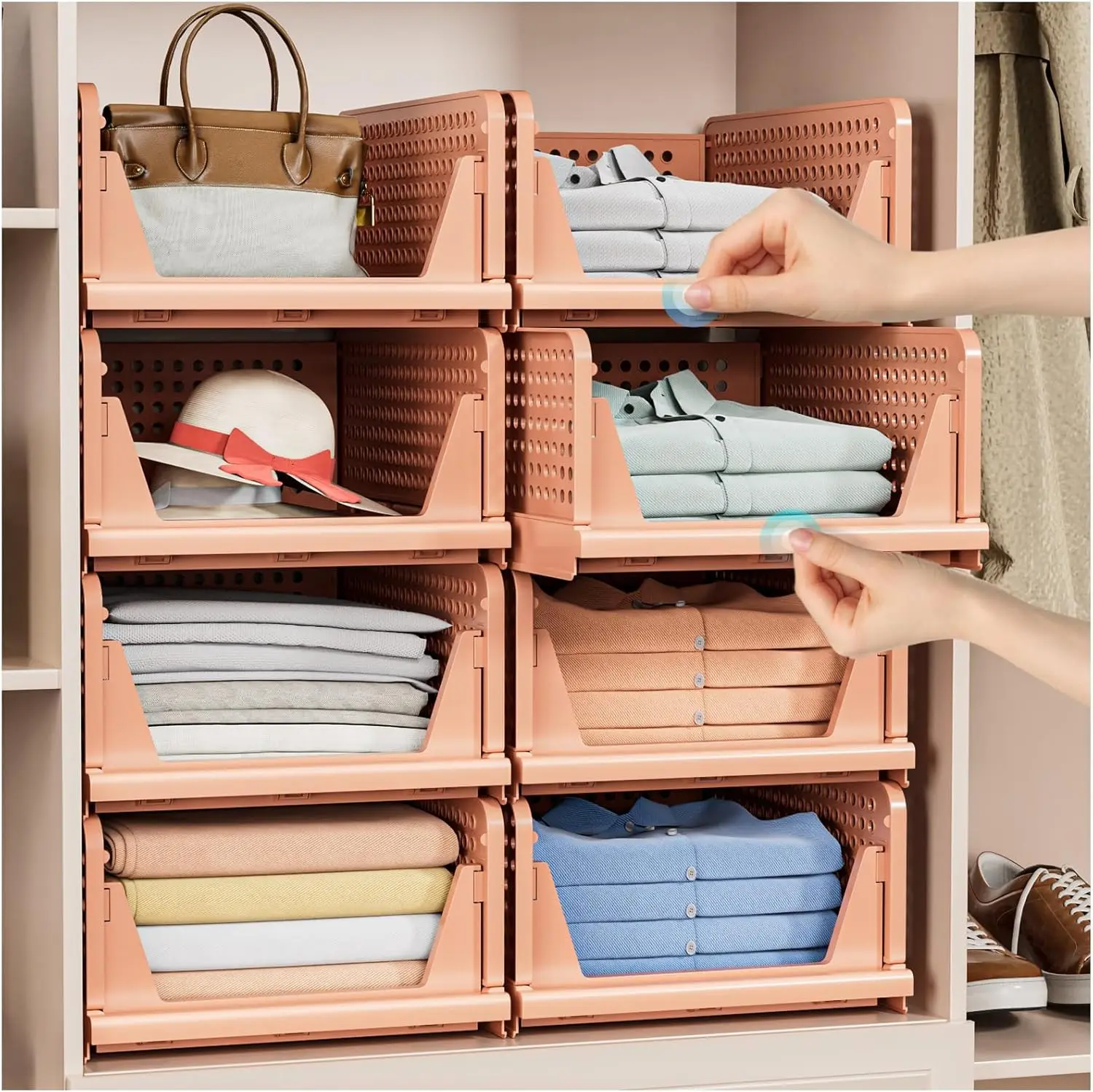 5 Pack Folding Closet Organizers Storage Box, Stackable Plastic Storage Basket, Closet Organizers and Storage Drawer Shelf Stora
5 Pack Folding Closet Organizers Storage Box, Stackable Plastic Storage Basket, Closet Organizers and Storage Drawer Shelf Stora