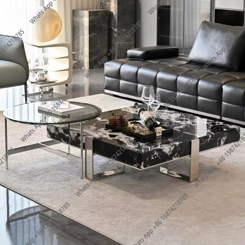 New Luxury modern high and low coffee table combination simple living room high-end marble square coffee table villa home
New Luxury modern high and low coffee table combination simple living room high-end marble square coffee table villa home