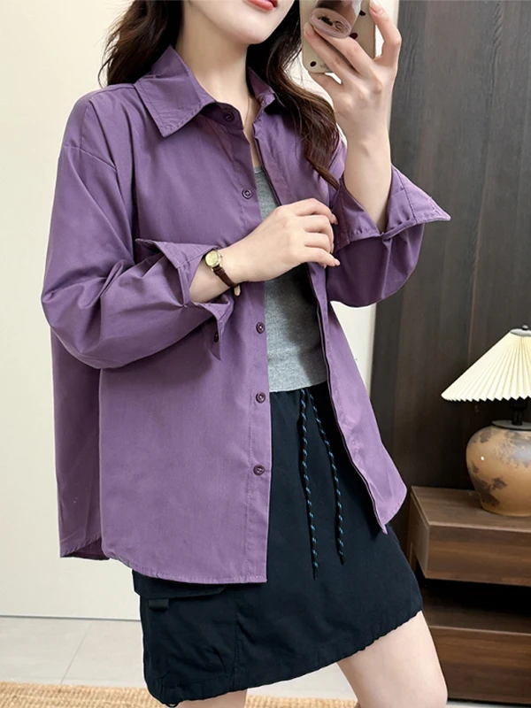 Loose Korean Style Women's Long Sleeve Shirt Collar Vintage White Enhancing Outerwear Cardigan Medium Length Casual Fashion
Loose Korean Style Women's Long Sleeve Shirt Collar Vintage White Enhancing Outerwear Cardigan Medium Length Casual Fashion
