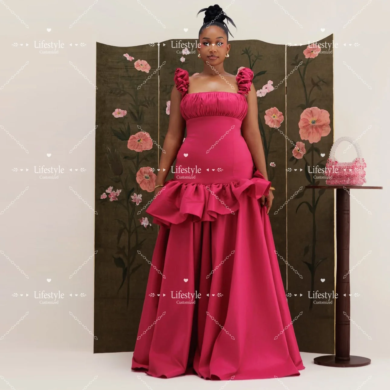 Customized Fuchsia Square Neck Prom Gown 3D Floral Ruffle Satin Evening Dresses 2026 Gorgeous Party Dress
Customized Fuchsia Square Neck Prom Gown 3D Floral Ruffle Satin Evening Dresses 2026 Gorgeous Party Dress