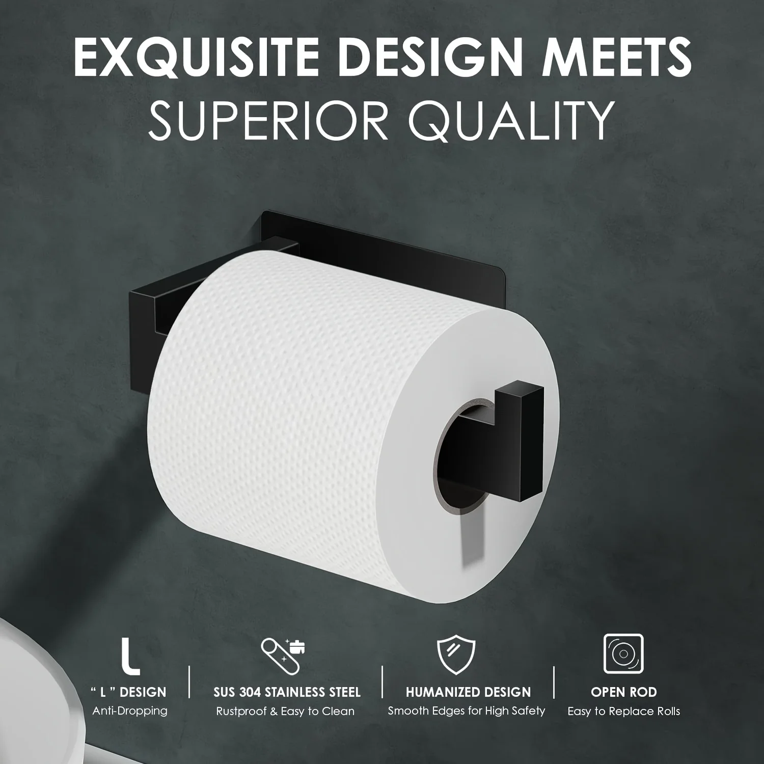 Matte Black Toilet Paper Holder Self Adhesive Stainless Steel Toilet Roll Holder Wall Mount for Bathroom Kitchen Washroom RV
Matte Black Toilet Paper Holder Self Adhesive Stainless Steel Toilet Roll Holder Wall Mount for Bathroom Kitchen Washroom RV