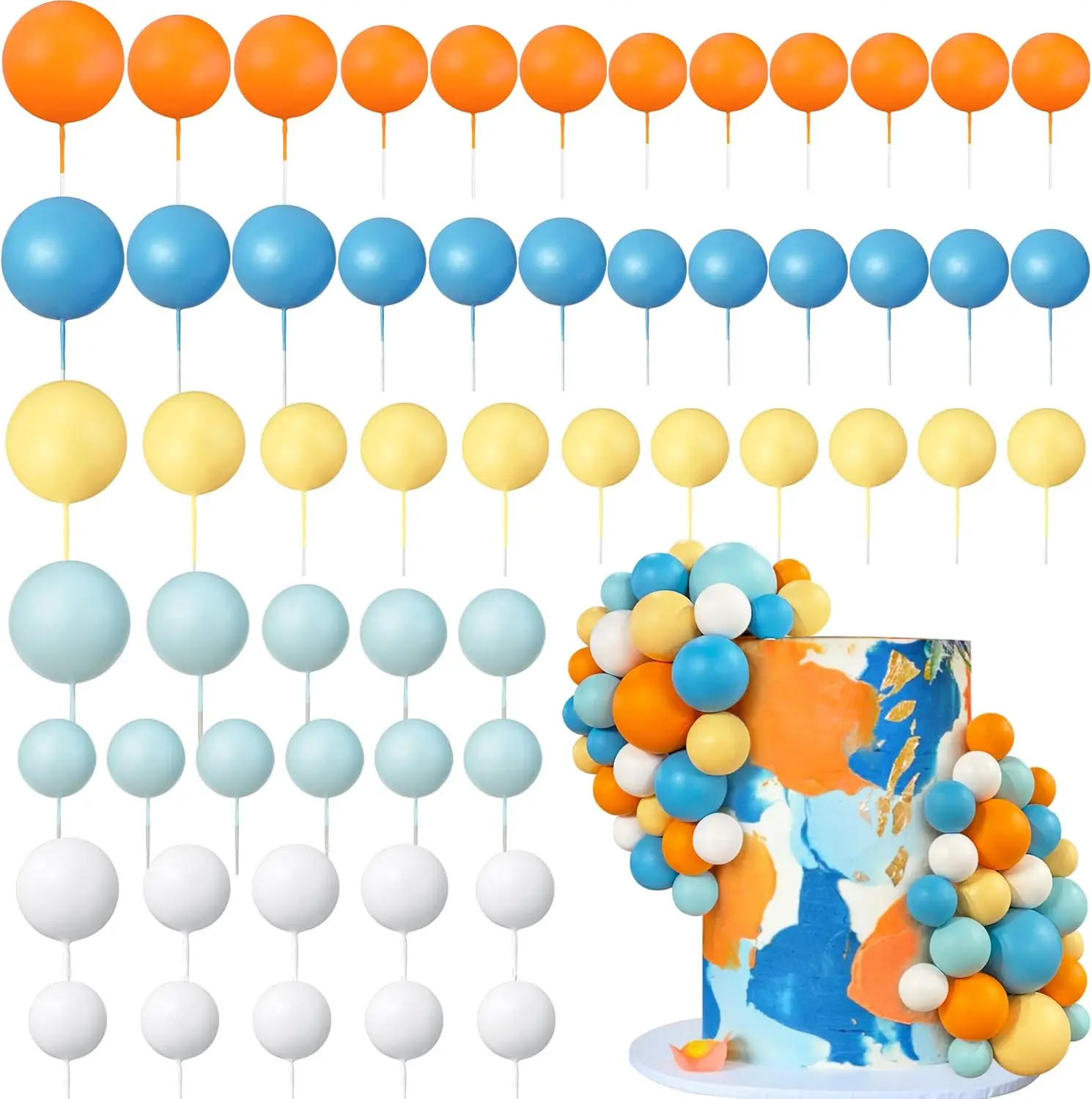 56 PCS Colorful Ball Shaped Cake Topper Pearl Balls Cupcake Cake Insert Topper for Birthday Party Wedding
56 PCS Colorful Ball Shaped Cake Topper Pearl Balls Cupcake Cake Insert Topper for Birthday Party Wedding