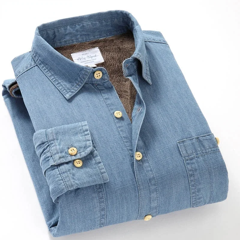 Cotton Winter Long Sleeve Shirt Denim Casual Solid Comfortable Shirts Warm Bottoming Shirt Two Front Pockets
Cotton Winter Long Sleeve Shirt Denim Casual Solid Comfortable Shirts Warm Bottoming Shirt Two Front Pockets
