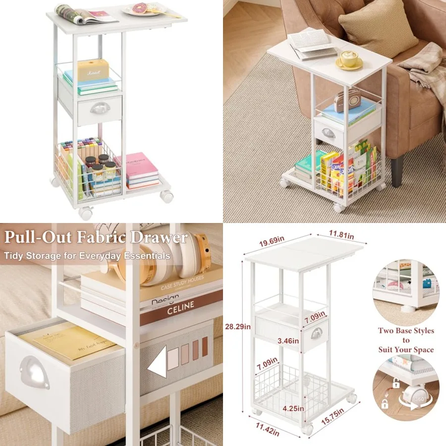 Rolling Side Table with Storage Drawer, Bedside Table with Wheels, TV Tray for Sofa, Portable Desk on Wheels, Modern Night Stan
Rolling Side Table with Storage Drawer, Bedside Table with Wheels, TV Tray for Sofa, Portable Desk on Wheels, Modern Night Stan