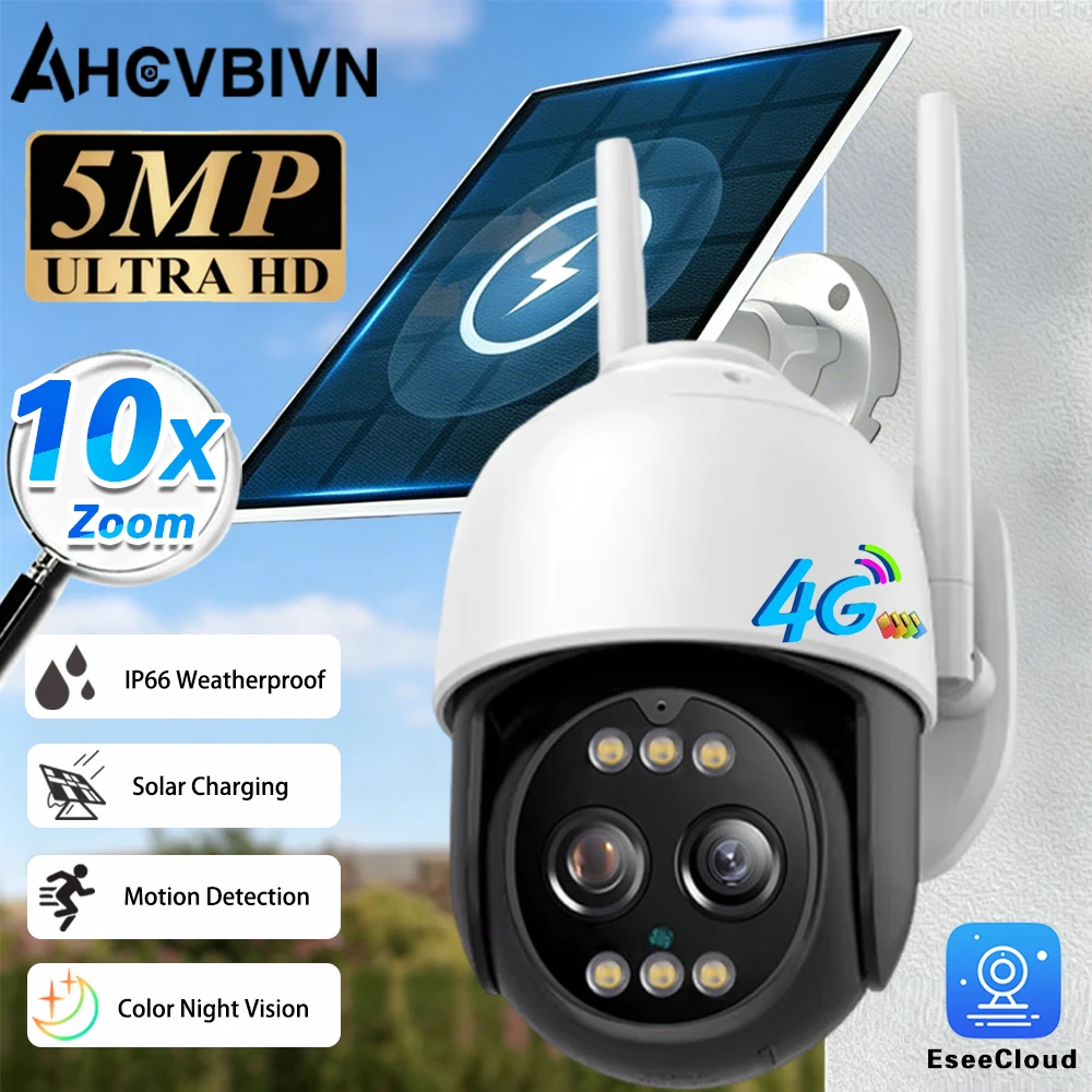 EseeCloud Outdoor Solar Camera 4G Connectivity 5MP 2K Dual Lenses CCTV Camera PIR Human Detection Night Vision Built-in Battery
EseeCloud Outdoor Solar Camera 4G Connectivity 5MP 2K Dual Lenses CCTV Camera PIR Human Detection Night Vision Built-in Battery