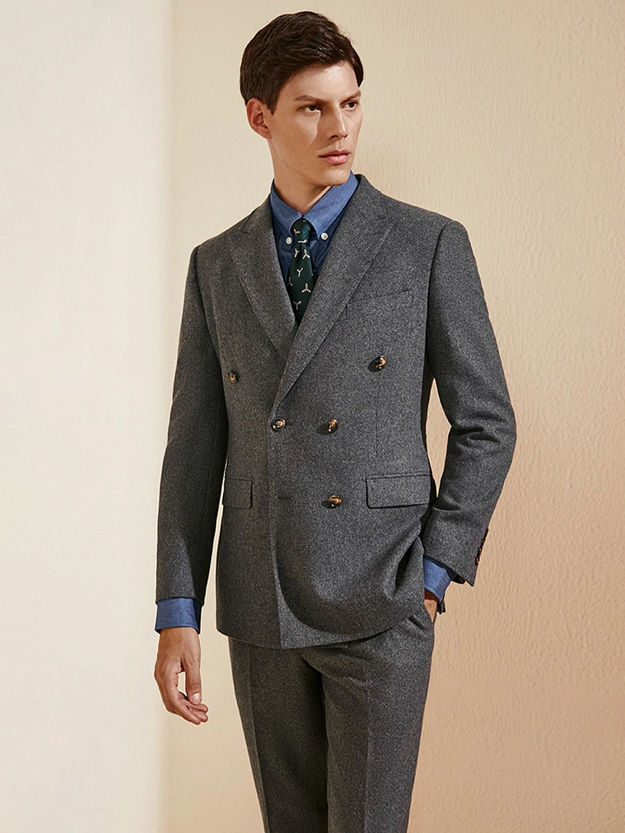 Men's Gray 50% Wool Suit Set - Slim Fit Double-Breasted Business & Wedding Groom Blazer with Dress Pants Versatile Formal Attire
Men's Gray 50% Wool Suit Set - Slim Fit Double-Breasted Business & Wedding Groom Blazer with Dress Pants Versatile Formal Attire