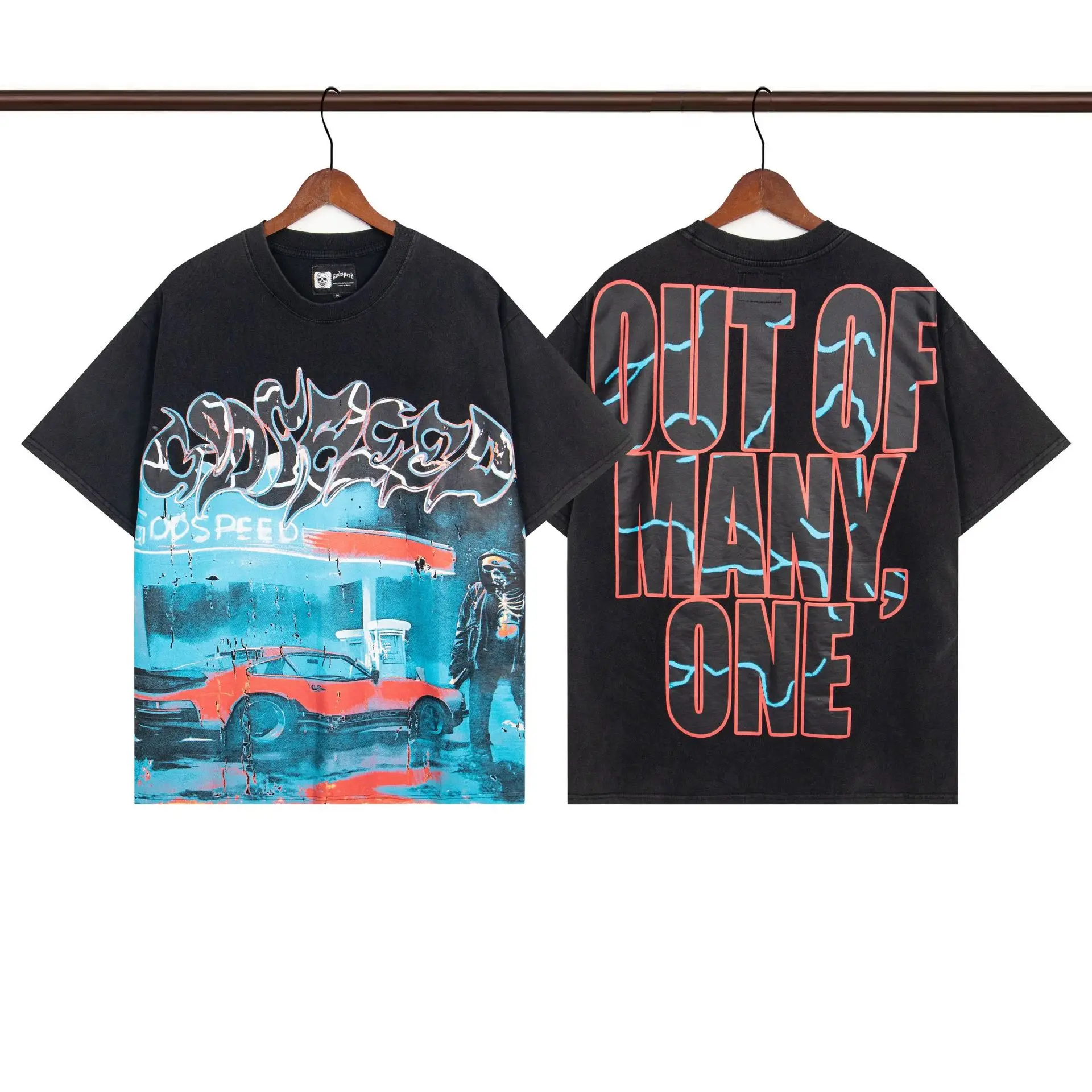 Personality Skull Pattern Print Godspeed T-shirt Men Women Retro Loose Casual Short Sleeve High Street Trend Tops Tees
Personality Skull Pattern Print Godspeed T-shirt Men Women Retro Loose Casual Short Sleeve High Street Trend Tops Tees