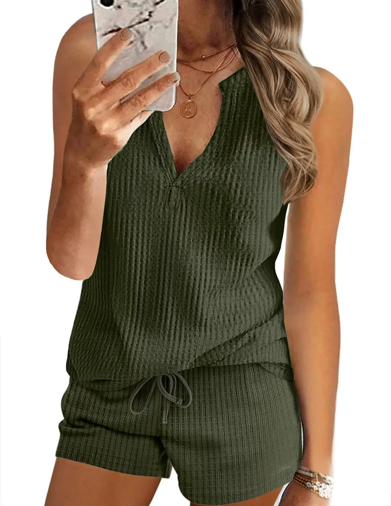 Women's Clothing Set Elegant Sexy New Fashion Home Loose Tank Top 2024 Summer Casual Sports V-neck T-shirt
Women's Clothing Set Elegant Sexy New Fashion Home Loose Tank Top 2024 Summer Casual Sports V-neck T-shirt