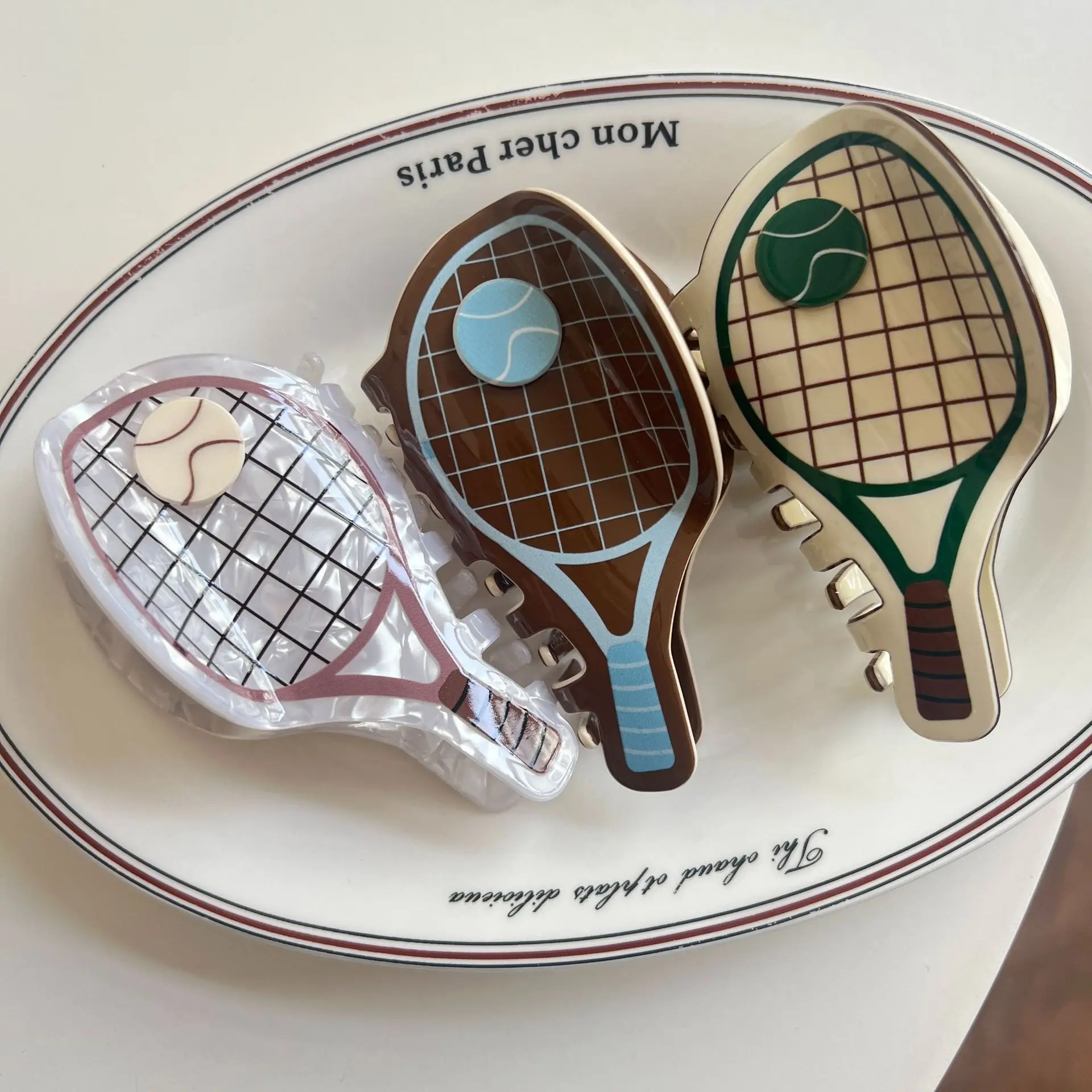NC NEW Creative Tennis Racket Hair Claw Acrylic Claw Clips Funny Sports Series Trendy Hair Clip Hair Accessories for Women Girls
NC NEW Creative Tennis Racket Hair Claw Acrylic Claw Clips Funny Sports Series Trendy Hair Clip Hair Accessories for Women Girls