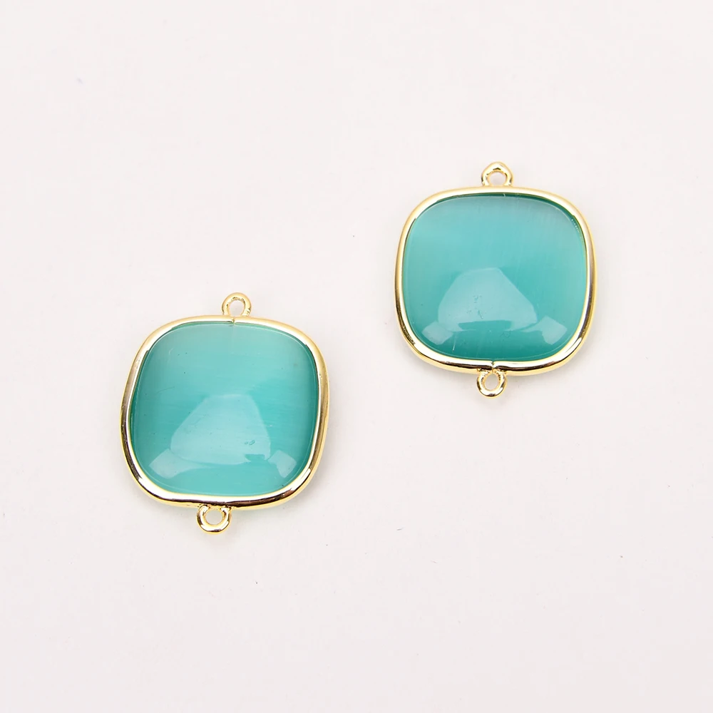 10 Pcs Lake blue Cat eye Crystal Yellow Gold Plated Edge Square Connector Double Ring Jewelry Finding
10 Pcs Lake blue Cat eye Crystal Yellow Gold Plated Edge Square Connector Double Ring Jewelry Finding