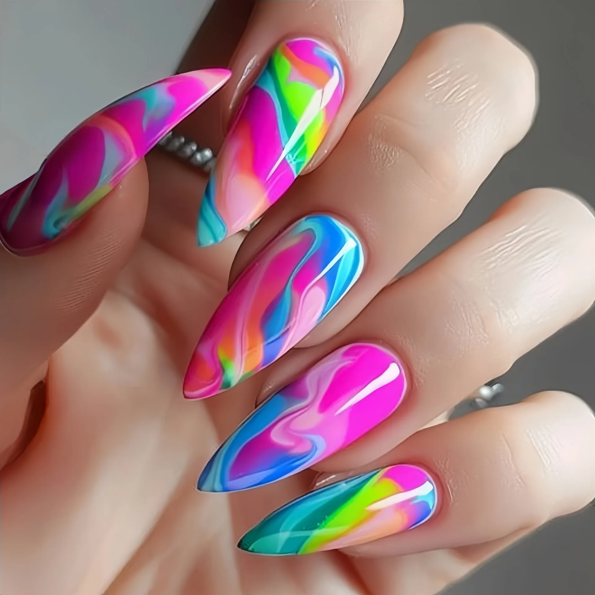 Long almond-shaped nail art, spring and summer fashion wear nail art, colorful smudge gradual change color nail art patch, pink
Long almond-shaped nail art, spring and summer fashion wear nail art, colorful smudge gradual change color nail art patch, pink