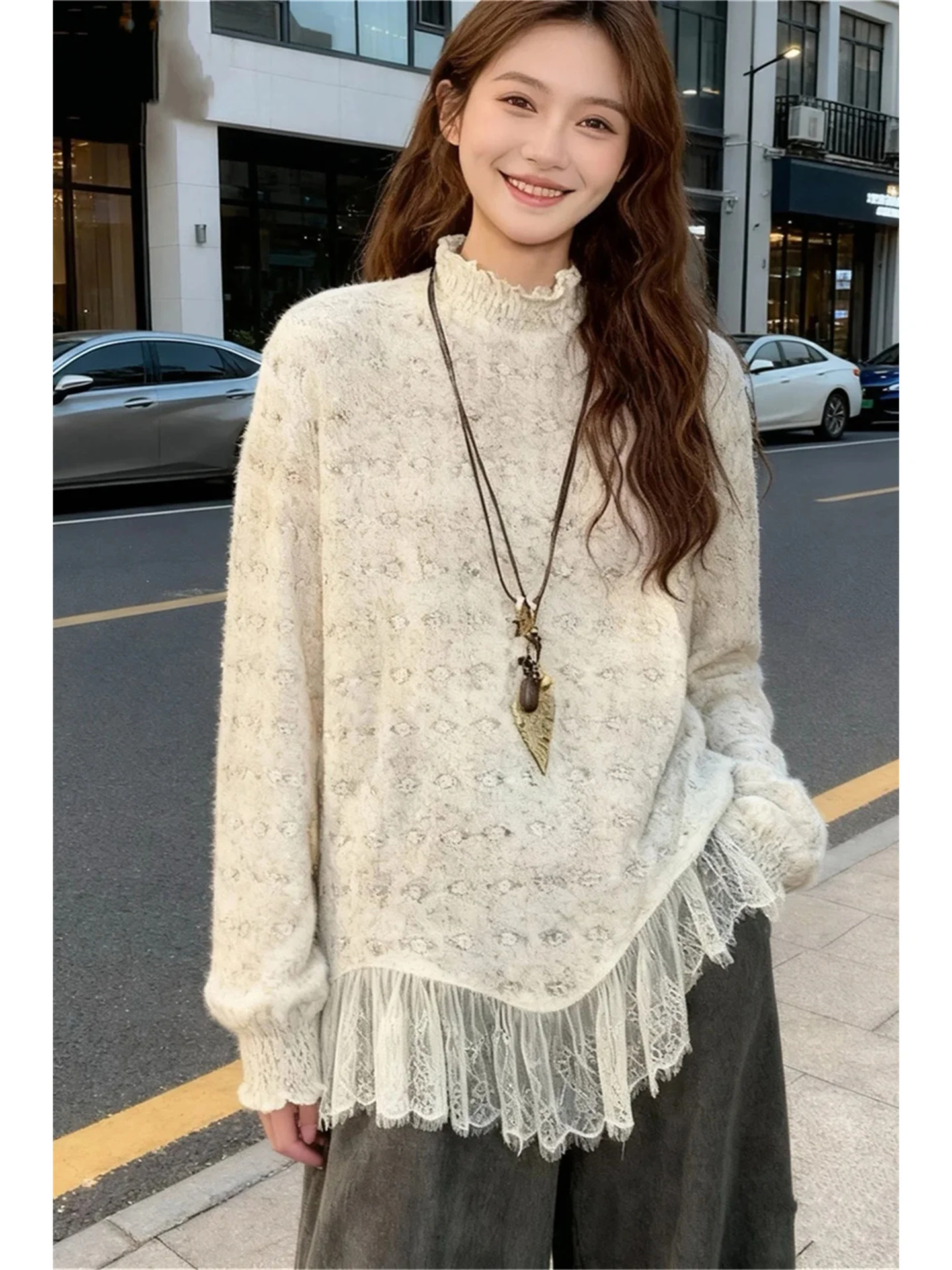 Retro Sle Lace Patchwork Loose Artistic Women's irt Versatile Faionable Long Sve High Collar Regular Length Top
Retro Sle Lace Patchwork Loose Artistic Women's irt Versatile Faionable Long Sve High Collar Regular Length Top
