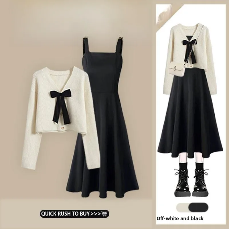 Bla ort Knitted Cardigan with Knot Design V-Ne Flat Collar Dr Set Women's Faion Autumn Outfit Two-Piece Set
Bla ort Knitted Cardigan with Knot Design V-Ne Flat Collar Dr Set Women's Faion Autumn Outfit Two-Piece Set