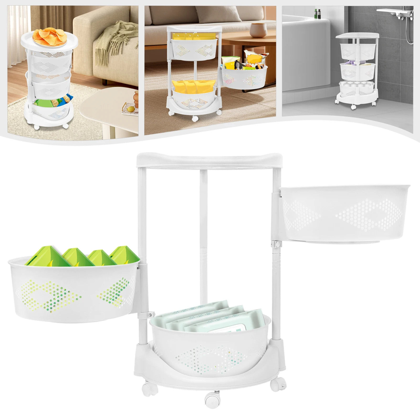 3-слойная вращающаяся кухонная корзина для хранения с роликами, экономит место, подходит для семейных гостиных, спален, белая (3-слойная)
3-слойная вращающаяся кухонная корзина для хранения с роликами, экономит место, подходит для семейных гостиных, спален, белая (3-слойная)