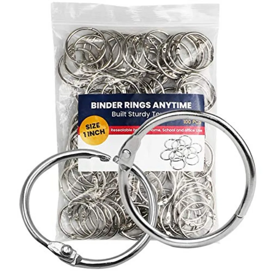 Binder Rings 1 Inch 100 pcs-Sturdy Book Rings-Loose Leaf Binder Ring for Index Cards Flashcards and Paper-Nickel Plated Metal R
Binder Rings 1 Inch 100 pcs-Sturdy Book Rings-Loose Leaf Binder Ring for Index Cards Flashcards and Paper-Nickel Plated Metal R