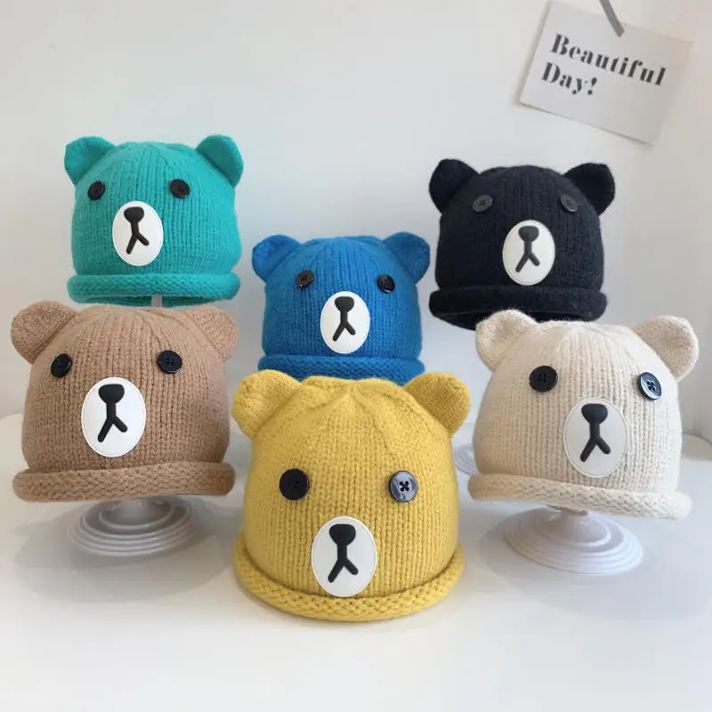 Autumn Winter Kids Boys Girls Knitted Hats Soft Warm Baby Beanies Cartoon Bear Pattern Casual Children Caps
Autumn Winter Kids Boys Girls Knitted Hats Soft Warm Baby Beanies Cartoon Bear Pattern Casual Children Caps