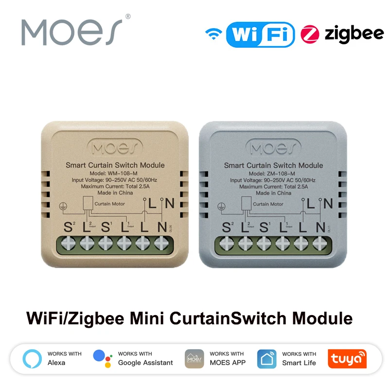 MOES Tuya WiFi & ZigBee Smart Curtain Switch, Mini Module for Rocker Reset, App/Voice Control, Works with Alexa & Google Home
MOES Tuya WiFi & ZigBee Smart Curtain Switch, Mini Module for Rocker Reset, App/Voice Control, Works with Alexa & Google Home