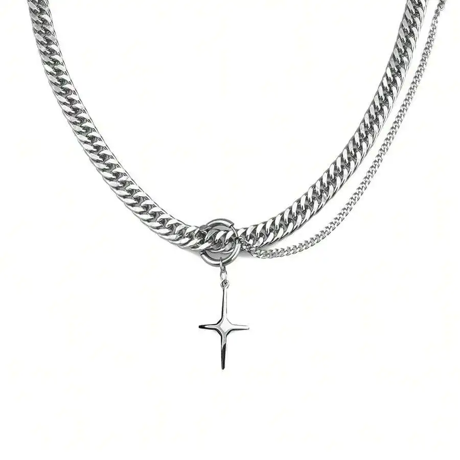 Layered Stainless Steel Chain Necklace with Star Pendant for Women
Layered Stainless Steel Chain Necklace with Star Pendant for Women