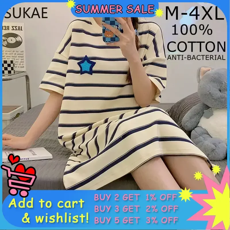 SUKAE M-4XL 100% COTTON Women Nightdress Casual Short Sleeve Sleepshirt Leisure Nightgowns Fashion Girls Sleepwear Cartoon Dress
SUKAE M-4XL 100% COTTON Women Nightdress Casual Short Sleeve Sleepshirt Leisure Nightgowns Fashion Girls Sleepwear Cartoon Dress