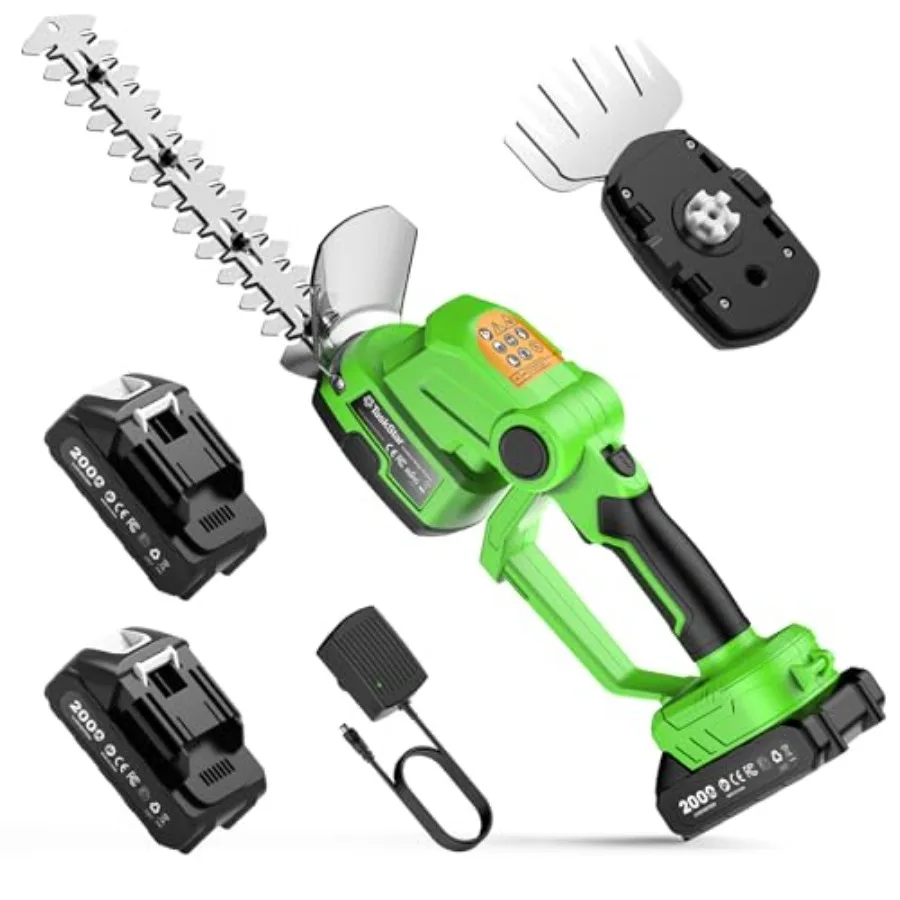 2-in-1 cordless hedge trimmer for garden yard lawn use: SK5 steel blade, black/grey, lightweight with rotating handle and 2 rec
2-in-1 cordless hedge trimmer for garden yard lawn use: SK5 steel blade, black/grey, lightweight with rotating handle and 2 rec