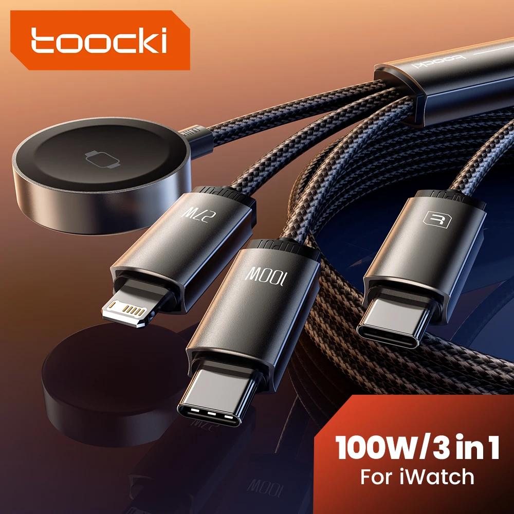 Toocki 100W 3-in-1 USB Cable With Watch Charger For iWatch Series USB C To Type C To Lighting Cable For iPhone 13 14 15 16 17
Toocki 100W 3-in-1 USB Cable With Watch Charger For iWatch Series USB C To Type C To Lighting Cable For iPhone 13 14 15 16 17
