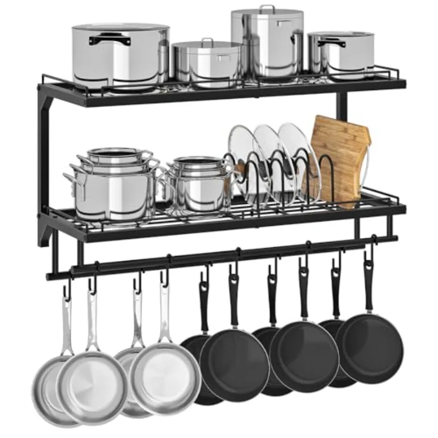 Pot Rack Wall Mounted Pan Holder 2-Tier Pot and Pan Organizer Pot Hanger with 10 S-Shaped Hooks Cookware Organizer with 5 Remov
Pot Rack Wall Mounted Pan Holder 2-Tier Pot and Pan Organizer Pot Hanger with 10 S-Shaped Hooks Cookware Organizer with 5 Remov