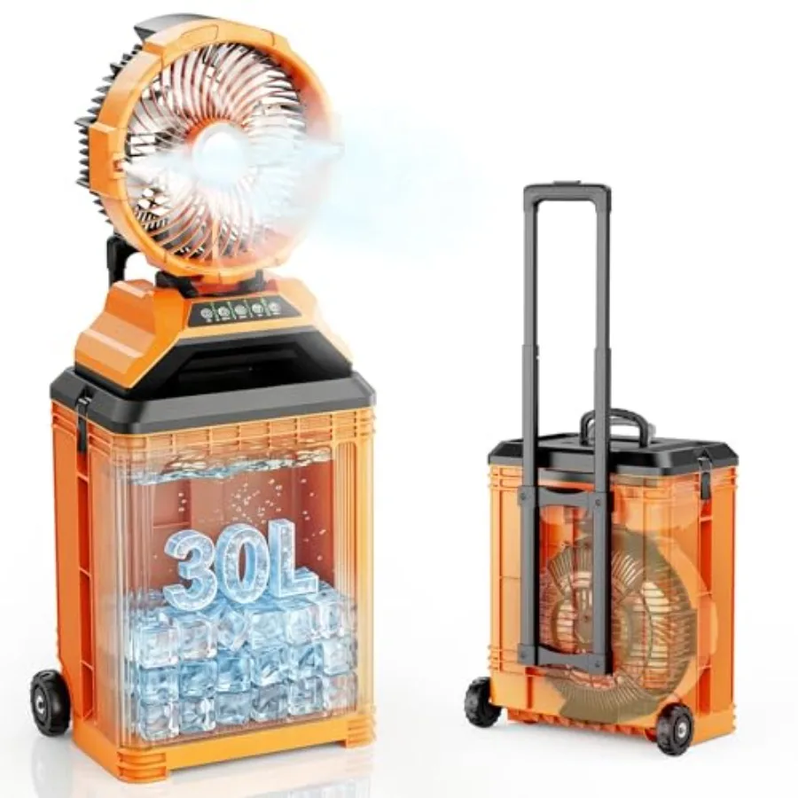 30L Bucket Portable Misting Fan, 30000mAh Rechargeable Battery Powered Oscillating Cooling Fan, 4 Strong Winds, Brushless Motor
30L Bucket Portable Misting Fan, 30000mAh Rechargeable Battery Powered Oscillating Cooling Fan, 4 Strong Winds, Brushless Motor