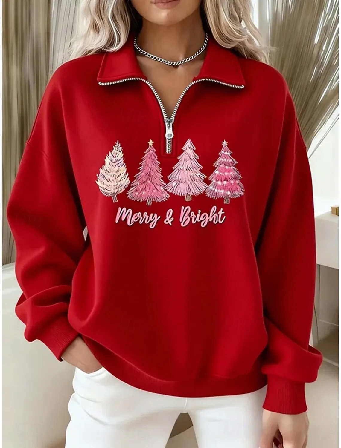 Christmas Women Pullover Sweatshirt Graphic Christmas Tree Casual Long Sleeve Half Zip Top Dailywear Casual Sports Woman clothes
Christmas Women Pullover Sweatshirt Graphic Christmas Tree Casual Long Sleeve Half Zip Top Dailywear Casual Sports Woman clothes