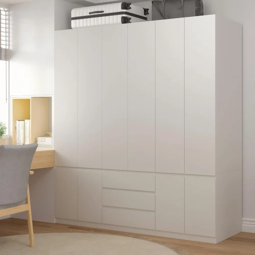 Large Armoire Wardrobe Closet with Drawers and Shelves, White Bedroom Armoires with 6 Doors 2 Hanging Rods, Wooden Freestanding
Large Armoire Wardrobe Closet with Drawers and Shelves, White Bedroom Armoires with 6 Doors 2 Hanging Rods, Wooden Freestanding