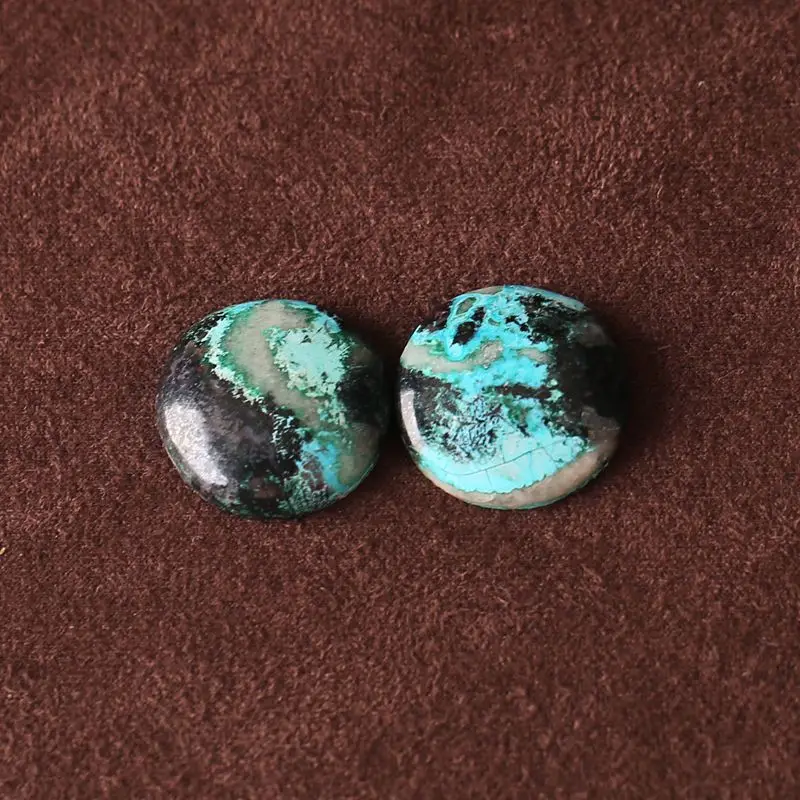 Chrysocolla Round Gemstone Pendants Pair, Natural Turquoise-Black Pattern, Handmade Boho Earring Components 20x20x5mm 8.5g
Chrysocolla Round Gemstone Pendants Pair, Natural Turquoise-Black Pattern, Handmade Boho Earring Components 20x20x5mm 8.5g