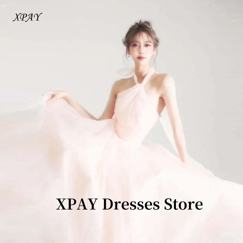 XPAY Princess Pink Halter Wedding Dresses Silk Tulle Sleeveless Elegant Bridal Gowns Evening Formal Dress Corset Customized
XPAY Princess Pink Halter Wedding Dresses Silk Tulle Sleeveless Elegant Bridal Gowns Evening Formal Dress Corset Customized
