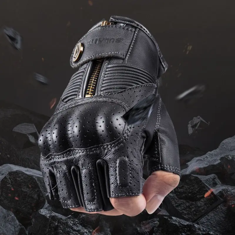 Sulaite Half Finger Motorcycle Gloves Vintage Leather Fingerless Gloves Retro Black Moto Mtb Cycling Gloves for Men Women
Sulaite Half Finger Motorcycle Gloves Vintage Leather Fingerless Gloves Retro Black Moto Mtb Cycling Gloves for Men Women