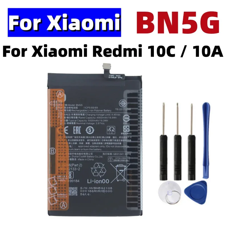 BN5G High Battery For Xiaomi Redmi 10C / 10A Mi Redrice 10C / 10A 5000mAh Batteries Bateria + Free Tools
BN5G High Battery For Xiaomi Redmi 10C / 10A Mi Redrice 10C / 10A 5000mAh Batteries Bateria + Free Tools