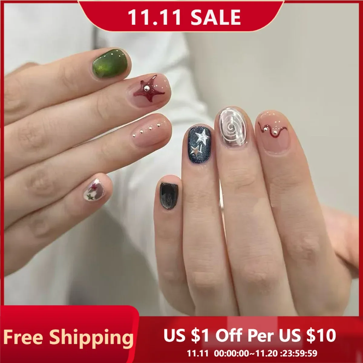 10PCS Glitter Cat Eye Short Oval Handmade Cute Press on Nail Y2k Stars Colorful Nail Art Sweet Cool Fake Nails for Wedding Party
10PCS Glitter Cat Eye Short Oval Handmade Cute Press on Nail Y2k Stars Colorful Nail Art Sweet Cool Fake Nails for Wedding Party