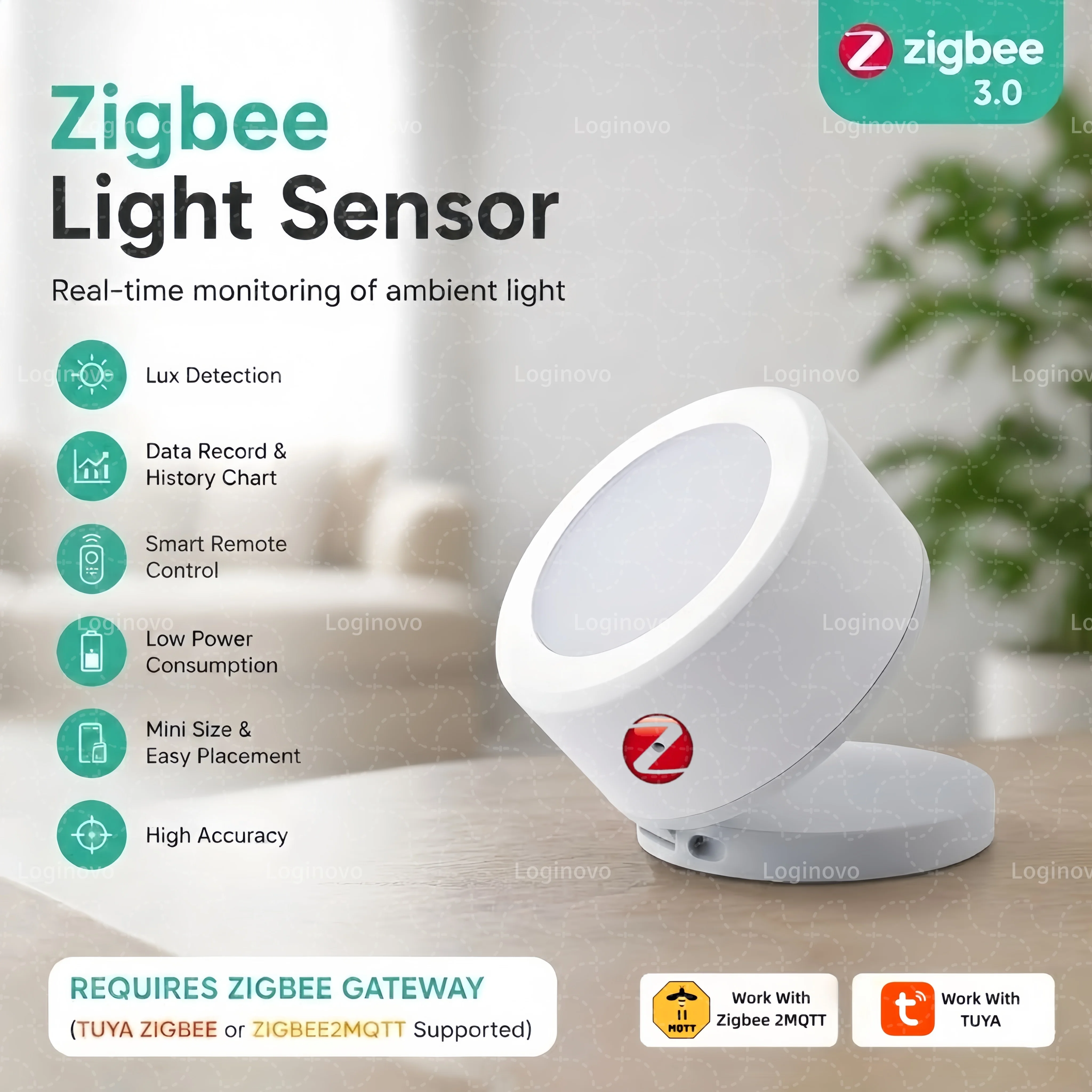Zigbee Light Sensor Smart Life Lumiance Brightness Detector Battery Powered Illumination Detection Linkage Scene For TUYA 2MQTT
Zigbee Light Sensor Smart Life Lumiance Brightness Detector Battery Powered Illumination Detection Linkage Scene For TUYA 2MQTT