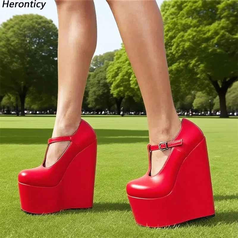 Handmade Women's Red Platform Wedge Shoes with T-Strap - Ultra High Heel Mary Jane Pumps Ladies US Plus Size 35-48
Handmade Women's Red Platform Wedge Shoes with T-Strap - Ultra High Heel Mary Jane Pumps Ladies US Plus Size 35-48