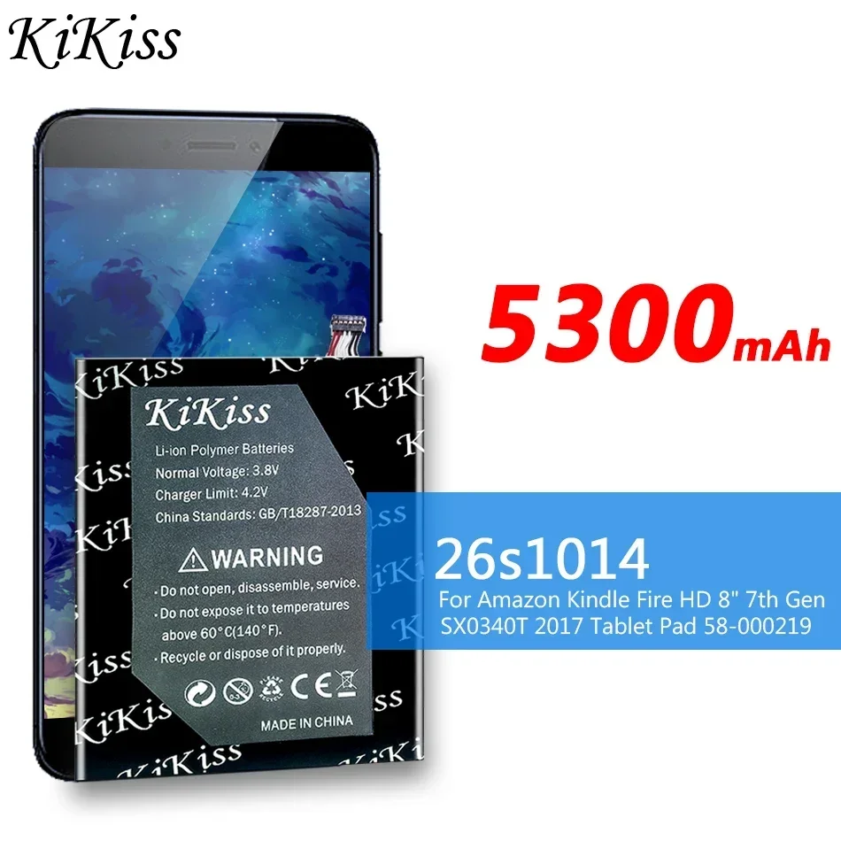 Аккумулятор 26s1014 5300 мАч для Amazon Kindle Fire HD 8 дюймов 7-го поколения SX0340T 2017 Pad 58-000219 58000219 Bateria
Аккумулятор 26s1014 5300 мАч для Amazon Kindle Fire HD 8 дюймов 7-го поколения SX0340T 2017 Pad 58-000219 58000219 Bateria