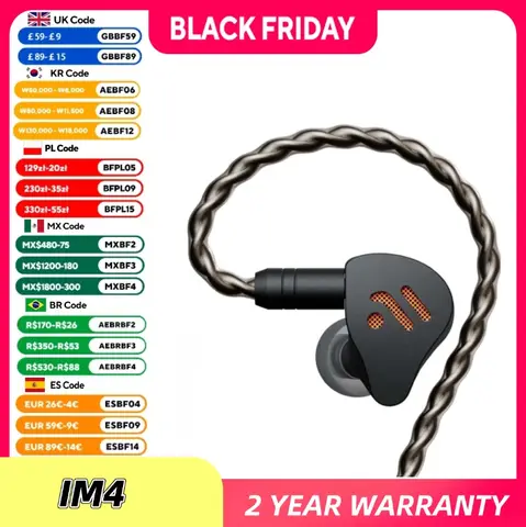 Fosi Audio IM4 In-ear Headphones Open-Back Dynamic Drivers Wired HIFI Earphone For Music Monitoring Gaming Earbuds