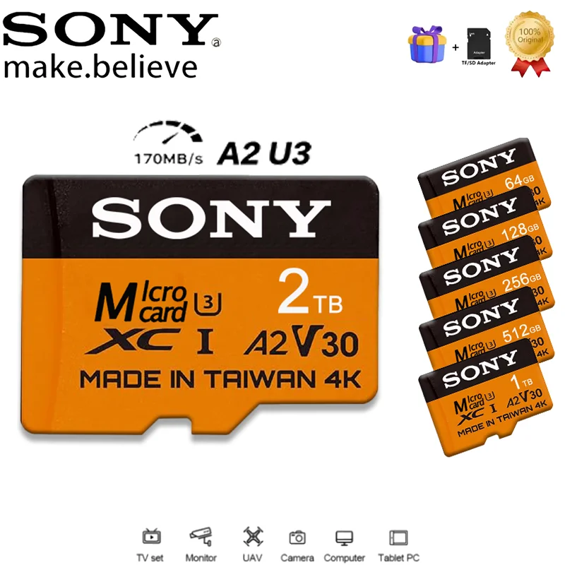 Высокоскоростная SD-карта SONY 2 ТБ V30 A2 4K, 512 ГБ, 256 ГБ, 128 ГБ, адаптер памяти 1 ТБ Micro TF SD для смартфонов/планшетов/ПК, переходник
Высокоскоростная SD-карта SONY 2 ТБ V30 A2 4K, 512 ГБ, 256 ГБ, 128 ГБ, адаптер памяти 1 ТБ Micro TF SD для смартфонов/планшетов/ПК, переходник
