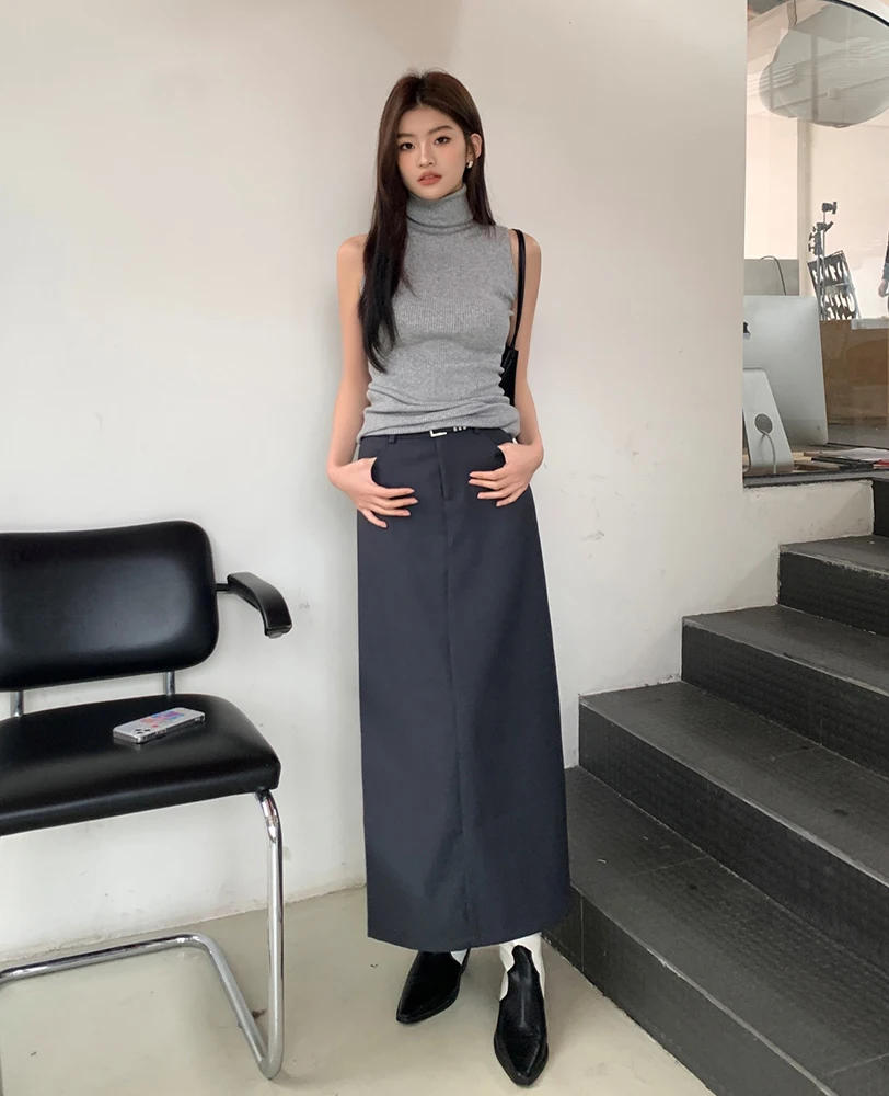 Maxi Skirt 2023 Spring and Summer New High-grade Black Suit Skirt Female Gray Loose A-line Skirt Solid Color Mid-length Skirt
Maxi Skirt 2023 Spring and Summer New High-grade Black Suit Skirt Female Gray Loose A-line Skirt Solid Color Mid-length Skirt