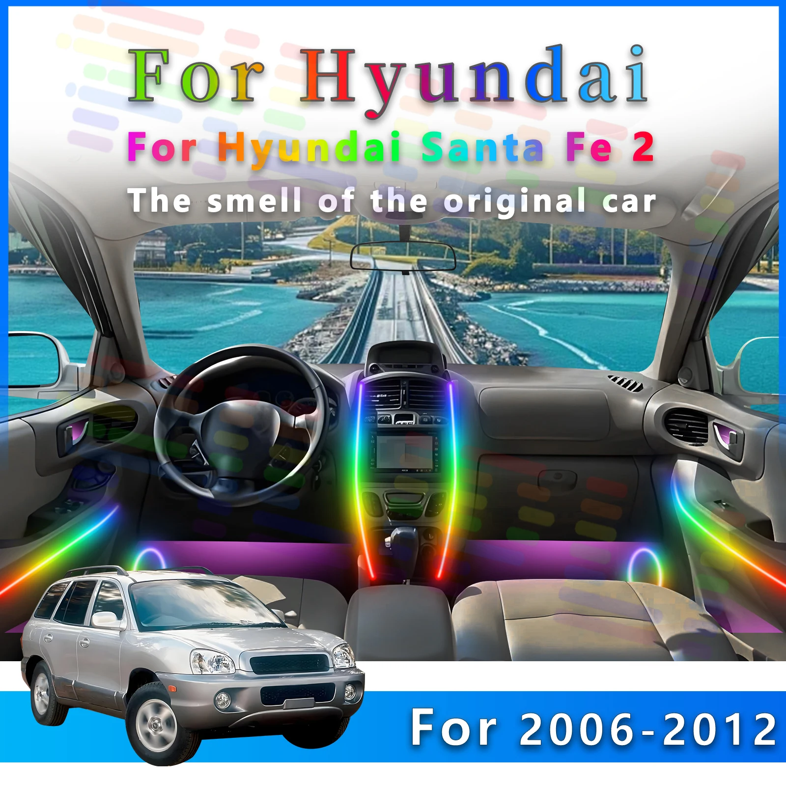 Внутренняя декоративная светодиодная лампа окружающего освещения для Hyundai Santa Fe 2, с приложением для индивидуальных цветовых режимов и несколькими сценами освещения
Внутренняя декоративная светодиодная лампа окружающего освещения для Hyundai Santa Fe 2, с приложением для индивидуальных цветовых режимов и несколькими сценами освещения