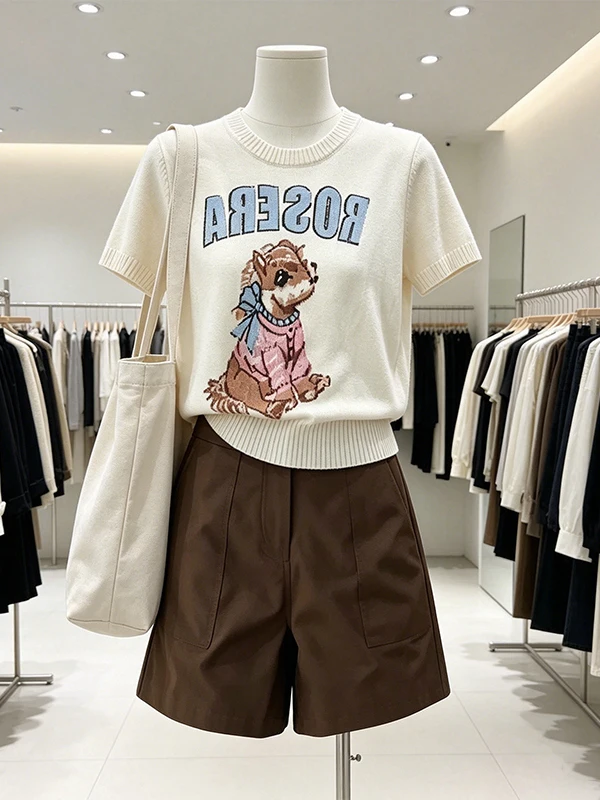 Large Size Women's Summer New Style Printed T-shirt Wide Leg Shorts Slimming Set Korean Version Commute Casual High Waist Shorts
Large Size Women's Summer New Style Printed T-shirt Wide Leg Shorts Slimming Set Korean Version Commute Casual High Waist Shorts