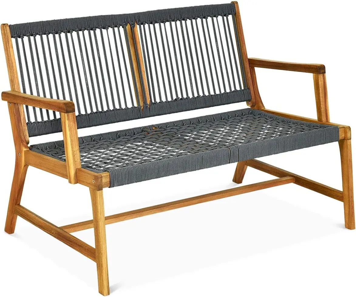 Tangkula 2-Person Patio Acacia Wood Bench Loveseat, Outdoor Patio Rope Bench in Teak Oil Finish, for Balcony Deck Poolside Porch
Tangkula 2-Person Patio Acacia Wood Bench Loveseat, Outdoor Patio Rope Bench in Teak Oil Finish, for Balcony Deck Poolside Porch